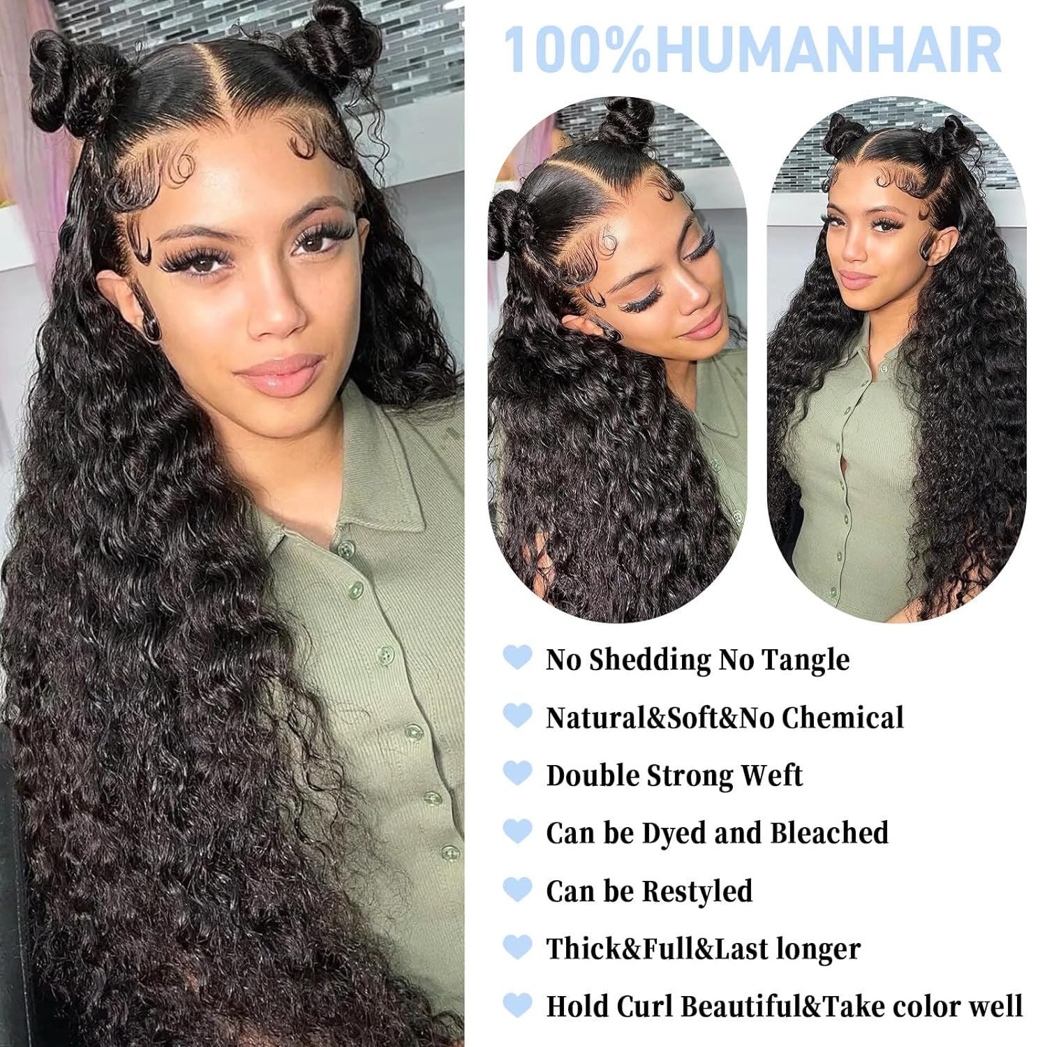 Deep Wave Bundles Human Hair Weave Single Bundles Deep Curly Brazilian Virgin Hair Wet and Wavy Bundle 12A Grade Unprocessed Human Hair Extensions Natural Black 18 Inch