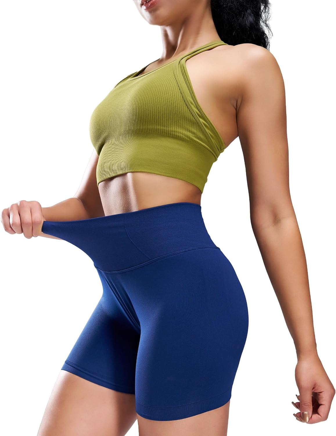 Women'S Seamless High Waist Tummy Control Intensify Fitness Athletic Running Yoga Gym Shorts