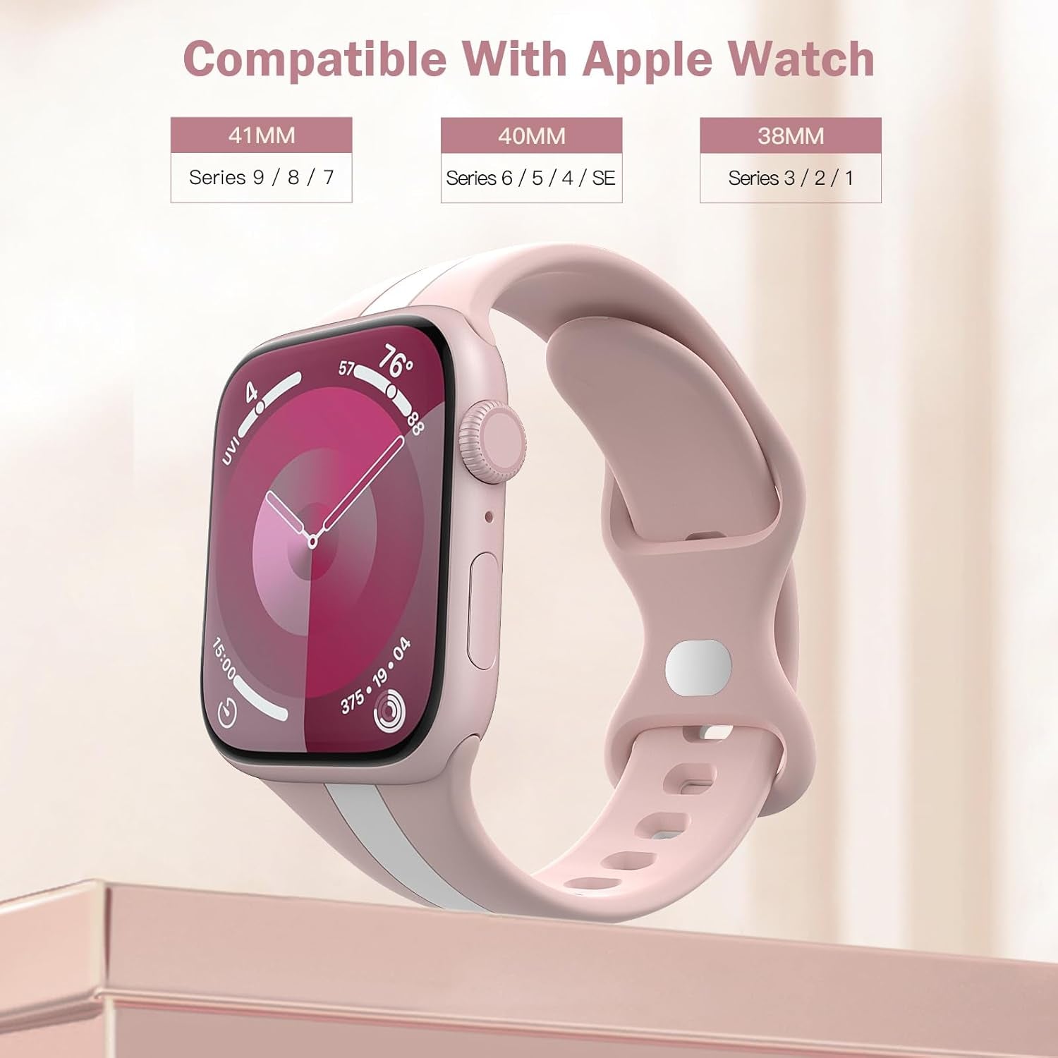 Watch Band Compatible with Apple Watch for Women Men,Fashion Double-Color Wristband Replacement Sport Straps for Iwatch Series 9 8 7 6 5 4 3 2 1 SE