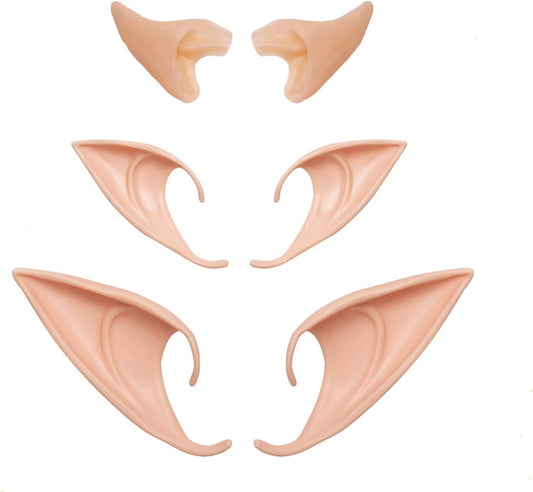 3 Pairs Elf Ears - Cosplay Fairy Pixie Soft Pointed Ears, Elf Ears Tips Anime Party Dress up Costume Makeup Masquerade Accessories Halloween Elven Vampire Fairy Ears (3 Pairs)