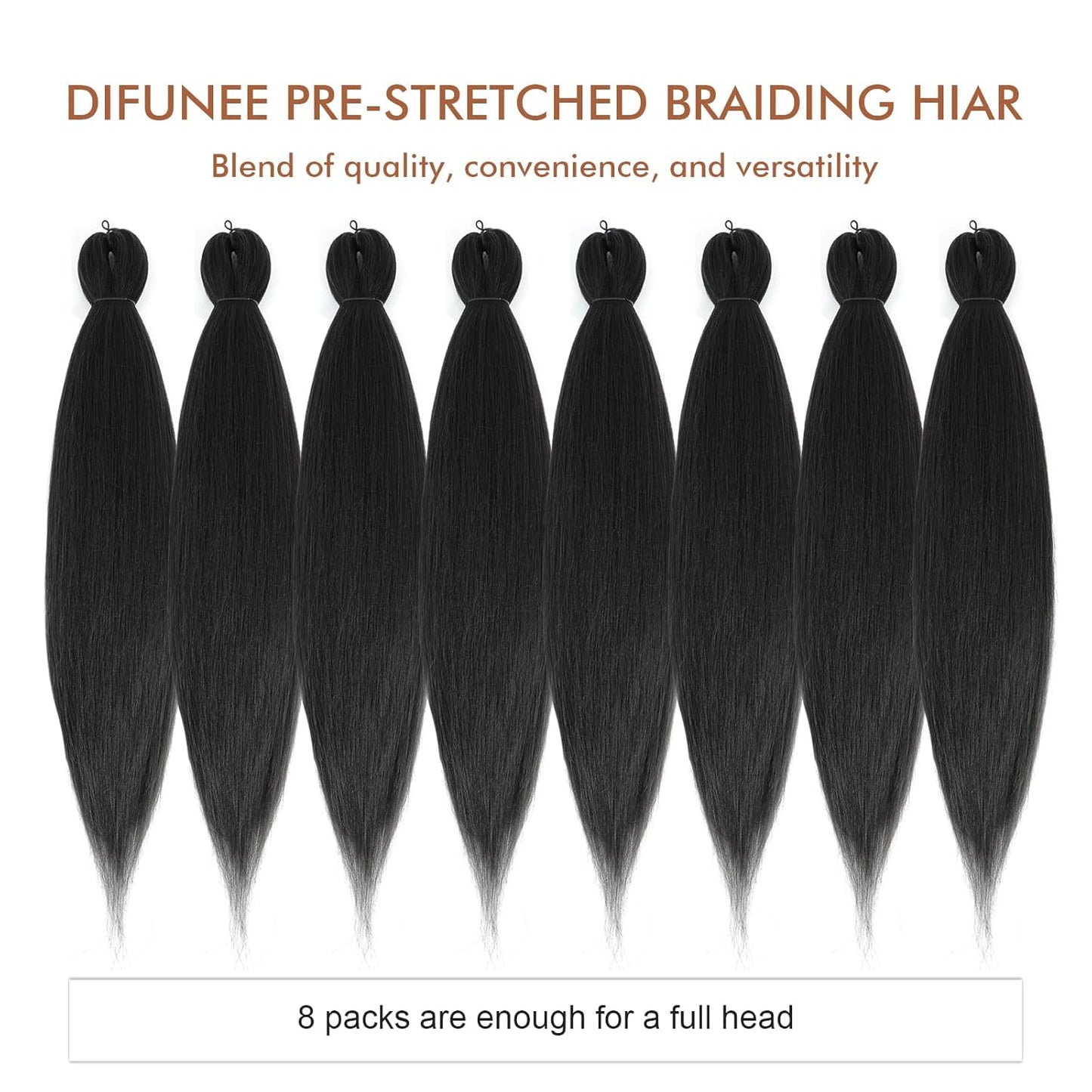 Pre-Stretched Braiding Hair - 16 Inch 8 Packs Dark Brown Short Braiding Hair for Twist or Box Braids, Yaki Texture Hot Water Setting Synthetic Braiding Hair Extensions (16 Inch, #2-8P)