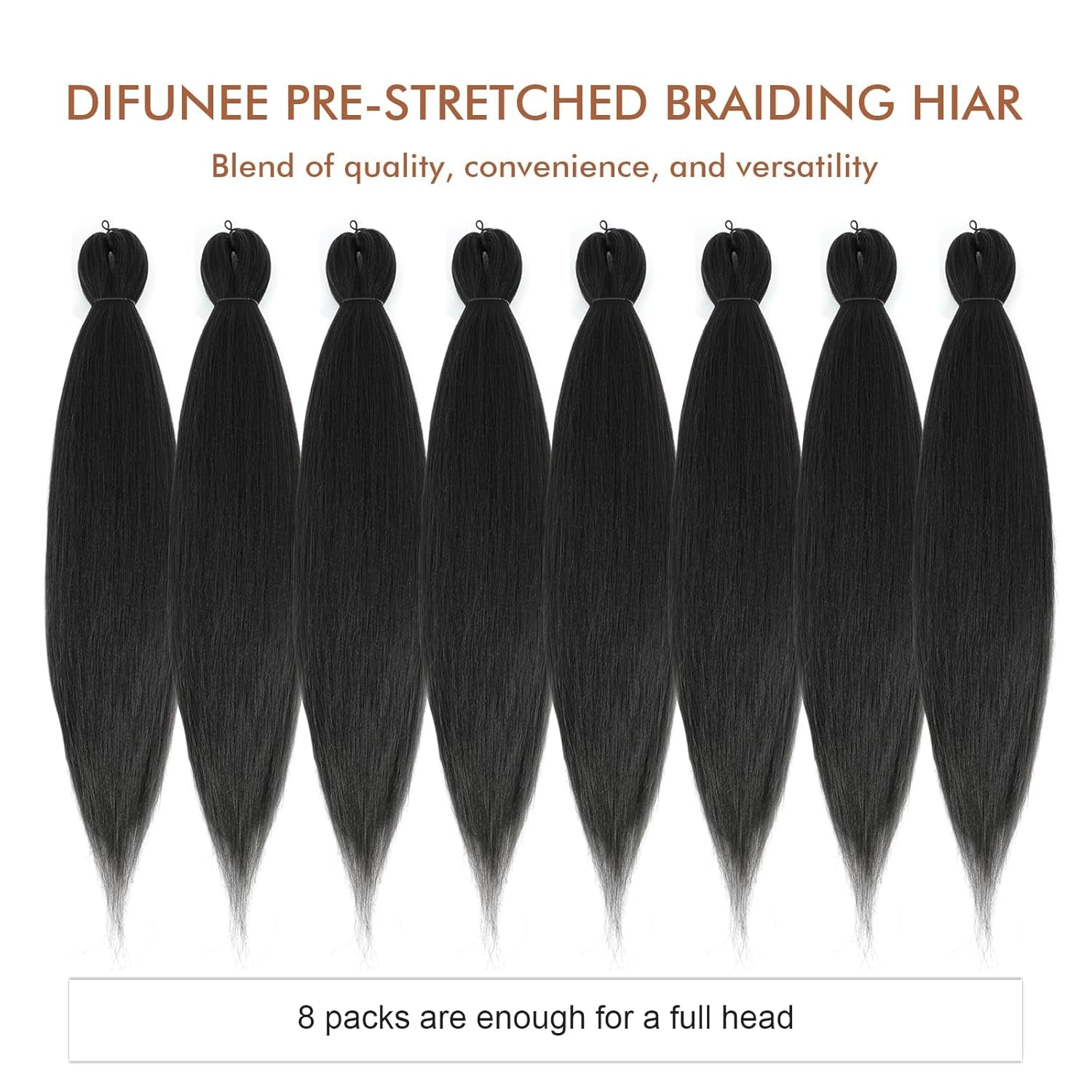 Pre-Stretched Braiding Hair - 16 Inch 8 Packs Dark Brown Short Braiding Hair for Twist or Box Braids, Yaki Texture Hot Water Setting Synthetic Braiding Hair Extensions (16 Inch, #2-8P)