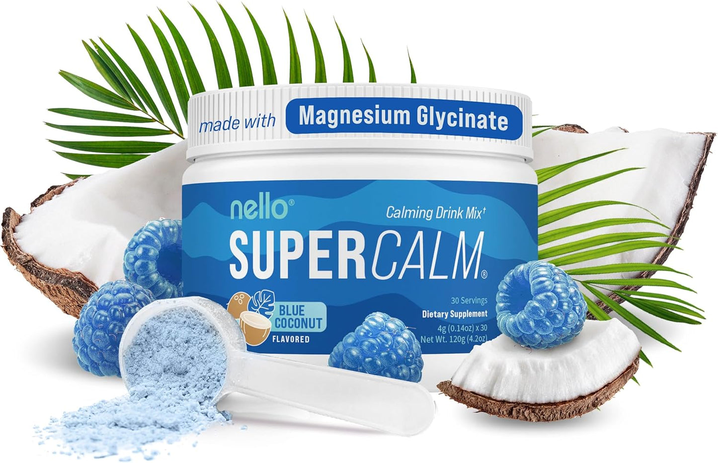 Supercalm Drink Mix - Ashwagandha KSM 66, Magnesium Glycinate, L-Theanine, Vitamin D3 - Ashwagandha Root Extract, Magnesium & L-Theanine Supplement - Focus & Support (30 Servings) TLBH