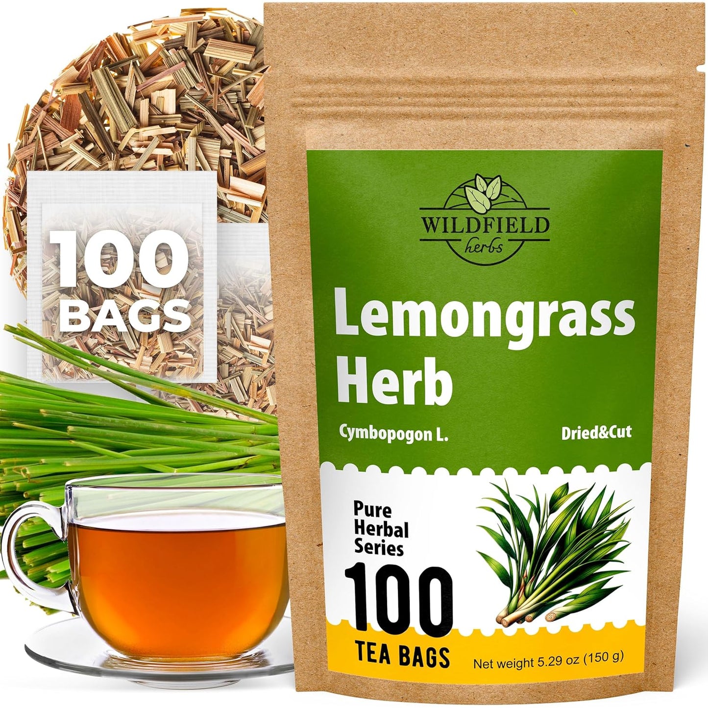 100 Bags Ginger Tea Bags Ginger Root Tea Dry Dried Herb (Zingiber Officinale) - 100 Count 1.5G Tea Bags Ginger Raíz De Jengibre TLBH