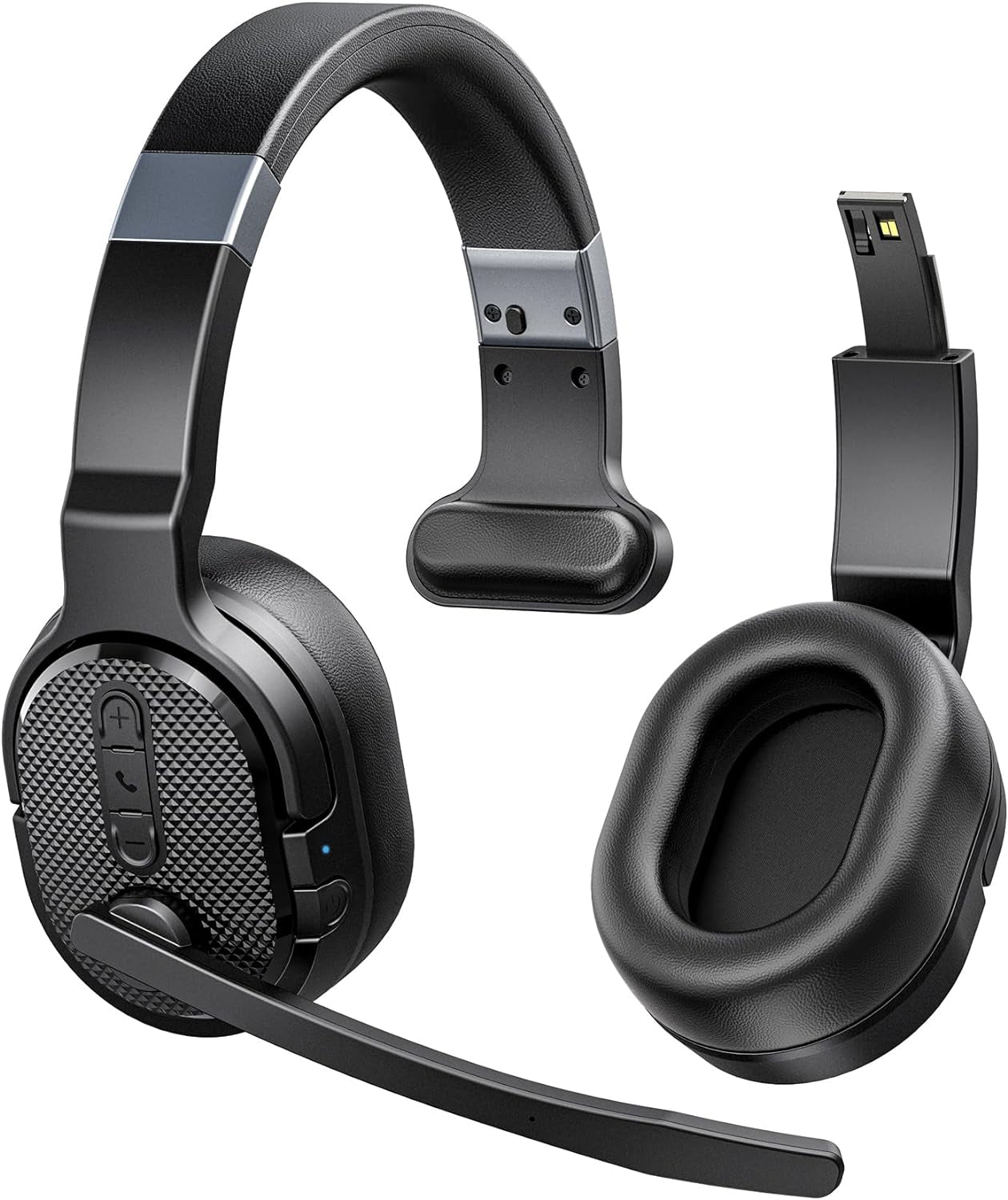 Trucker Bluetooth Headset, Wireless Headsets with Noise Cancelling Microphone, 50+Hrs HD Talktime Bluetooth Headphones with Detachable Earpad/Single+Dual Mode for Office/Driving/Home (Silver) TRUCK DRIVER