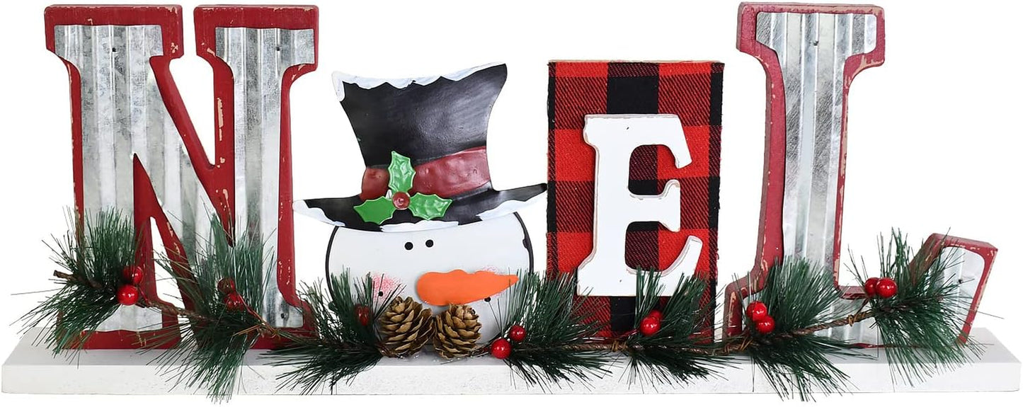 Christmas Wooden Noel Sign Decor Snowman Table Sign Noel Christmas Decor Tabletop Wood Cutout Letter Sign Freestanding Noel Wooden Signs Xmas Wooden Words Signs Cutout Christmas