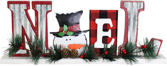 Christmas Wooden Noel Sign Decor Snowman Table Sign Noel Christmas Decor Tabletop Wood Cutout Letter Sign Freestanding Noel Wooden Signs Xmas Wooden Words Signs Cutout Christmas