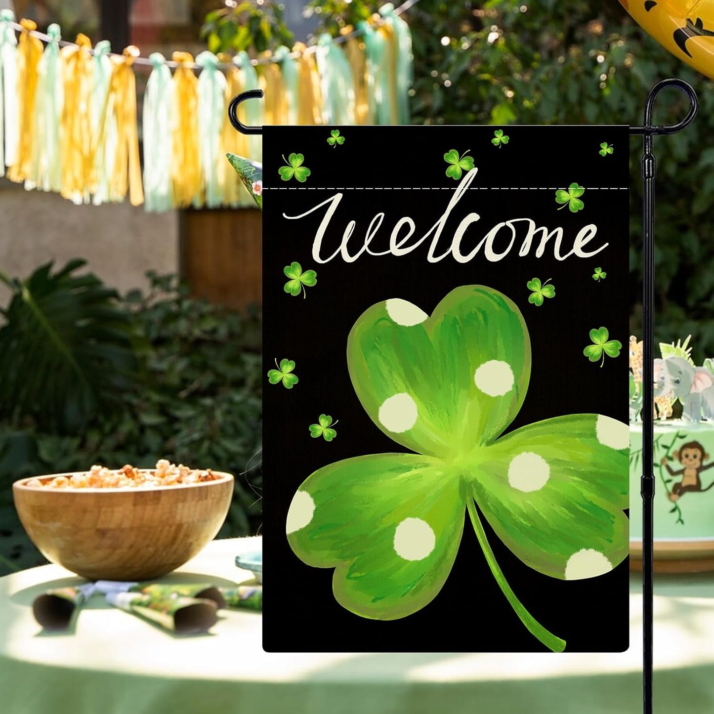 St Patricks Day Garden Flag 12X18 Inch Double Sided Green Shamrock Clover Yard Flag St Patricks Day Seasonal Holiday Outdoor Decoration