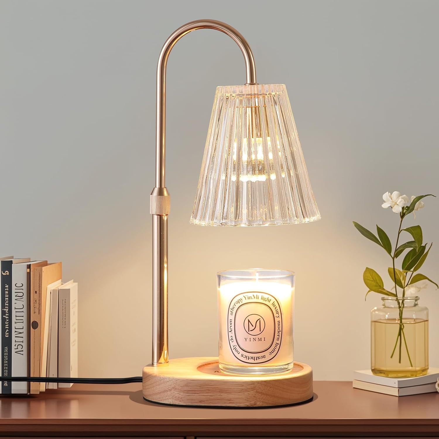 Candle Warmer Lamp with Timer and Dimmer,Electric Gold Candle Warmer Light Gifts for Women Melt Wax Warmer Lamp with 2 Bulbs for Candle Jars House Warming New Home Decor Bedroom