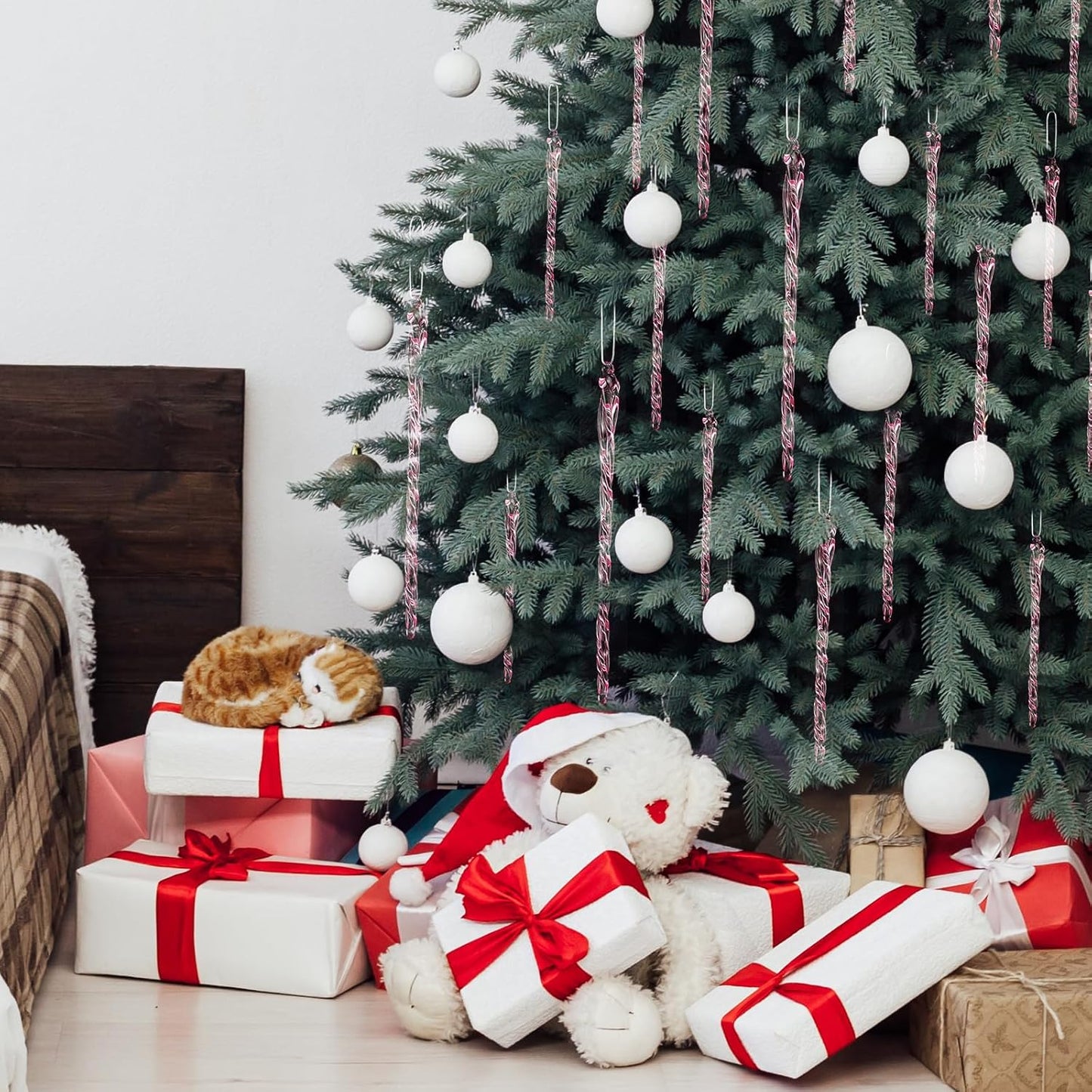 Glass Icicle 3.5-7.8 Inch Twisted Glass Icicle Christmas Ornaments Icicle Decorations Hanging (Pink,25 Pcs)