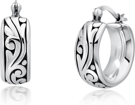 Sterling Silver Lightweight Click Top Hoop Earrings in Various Styles