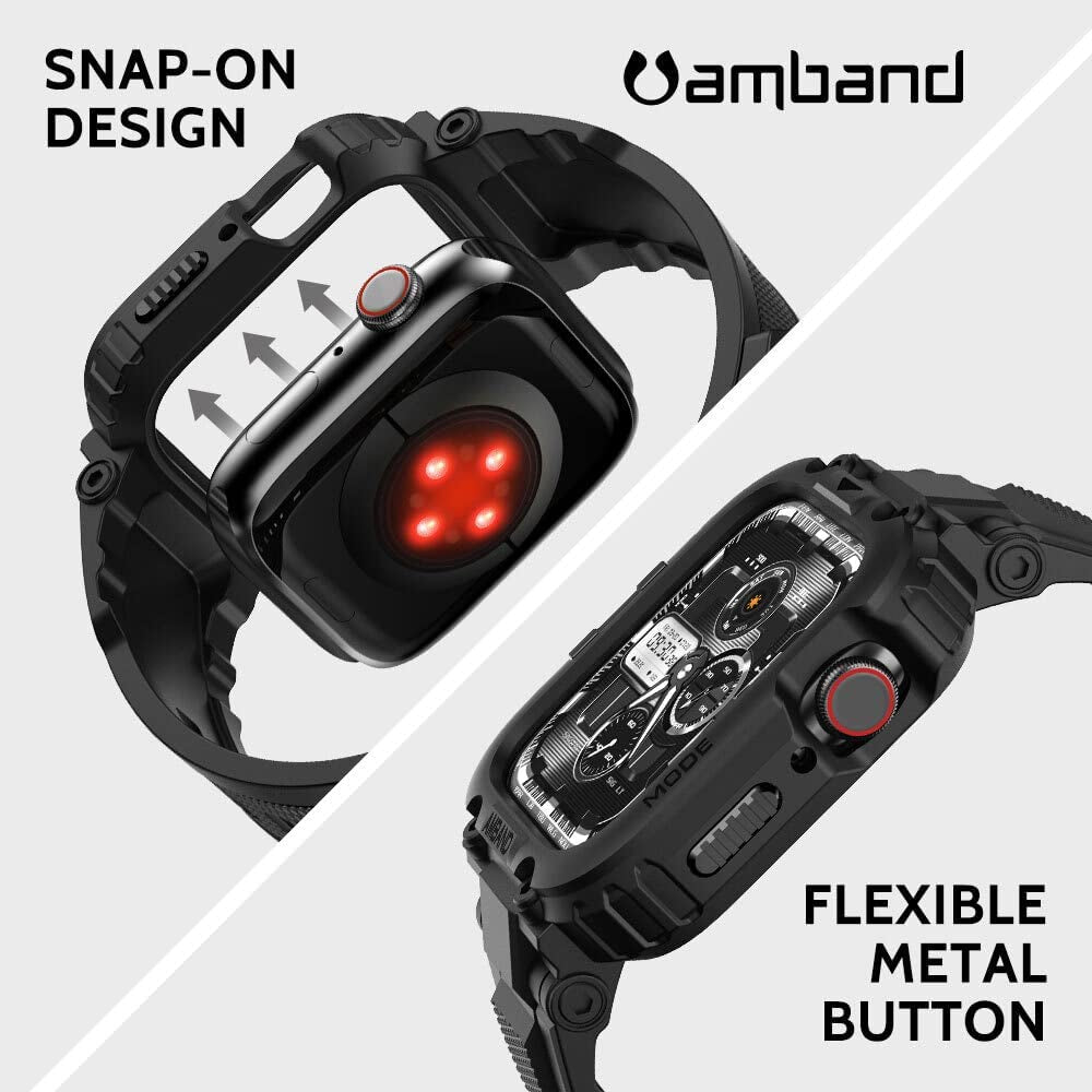 Bands Compatible with Apple Watch 9/8/7 45Mm, M1 Sport Series Rugged Case Protective Cover for Iwatch 6/SE/5/4/3 42/44/45Mm Men Black