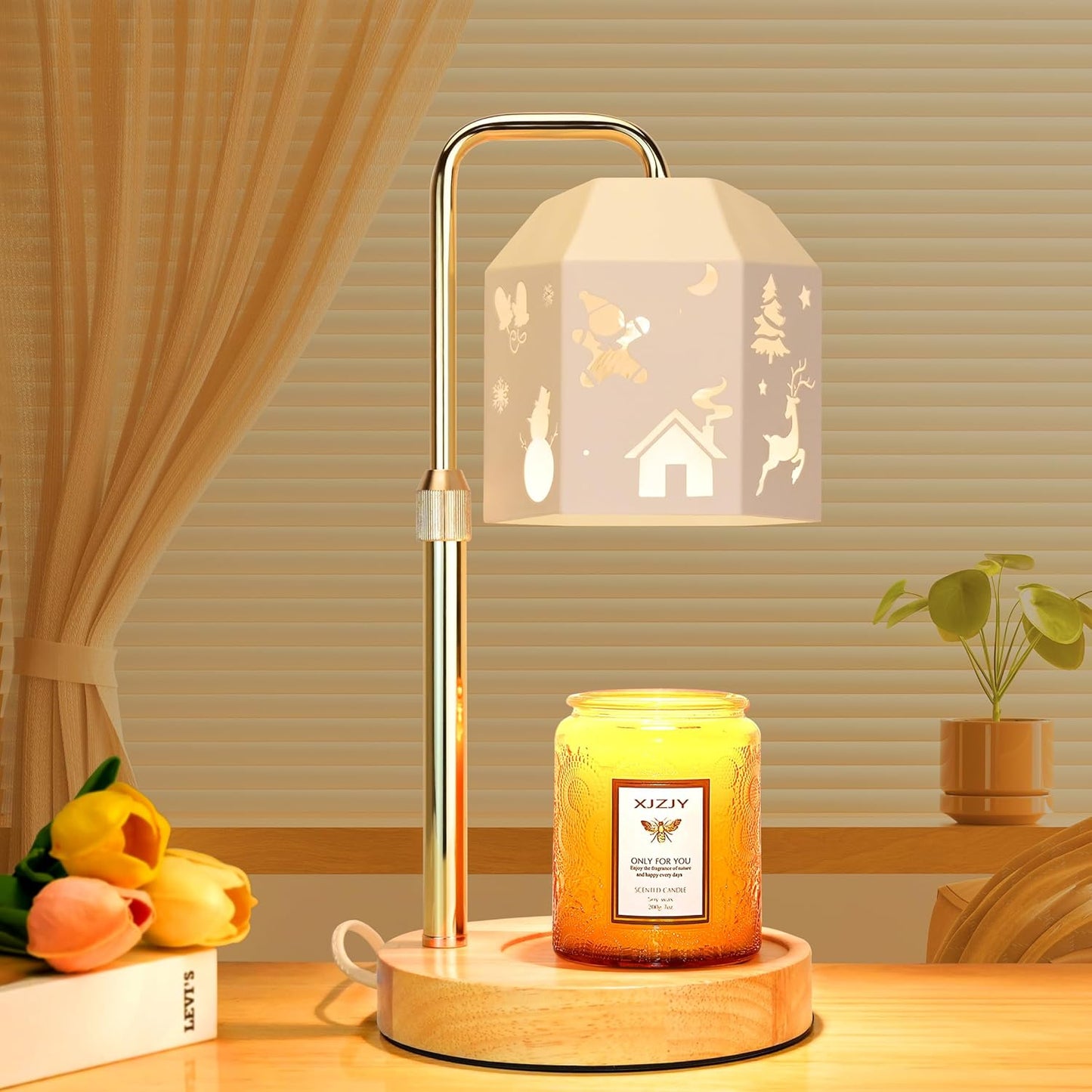 Candle Warmer Lamp with Timer Dimmer,Adjustable Height Candle Warmer, Candle Lamp for Scented Wax Jar Candles,Mothers Day Gifts for Women,House Warming Gifts for New Home Bedroom Decor,Black