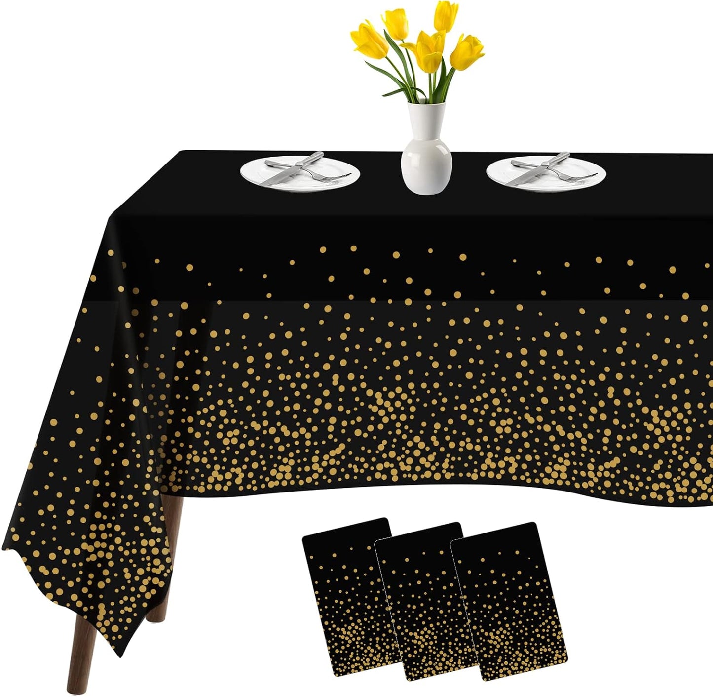Plastic Tablecloths for Rectangle Tables 3 Pack 54" X 108" Party Table Cloths Disposable for 6 to 8 Foot Tables Indoor or Outdoor Parties Birthdays Weddings Christmas Anniversary Buffet Table