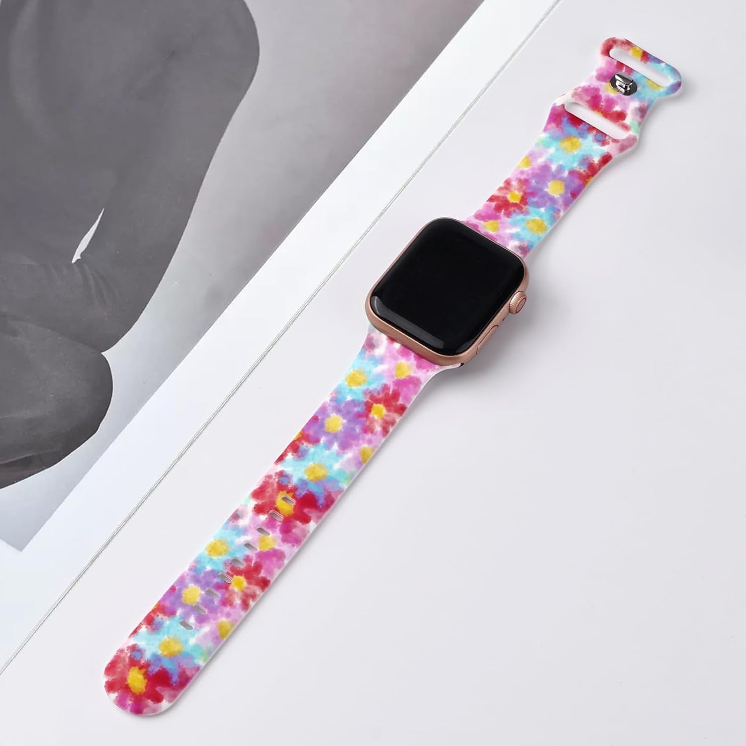 Floral Silicone Band Compatible with Apple Watch Bands for Women, 38Mm 40Mm 41Mm 42Mm 44Mm 45Mm 49Mm, for Iwatch Band Series 9 SE Ultra 8 7 6 5 4 3 2 1