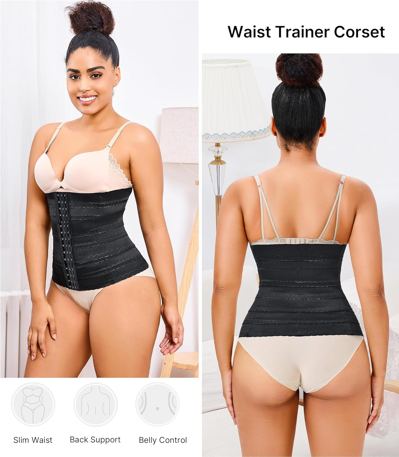 Waist Trainer for Women Corset Shapewear Tummy Control Segmented Waist Cincher Workout Girdle