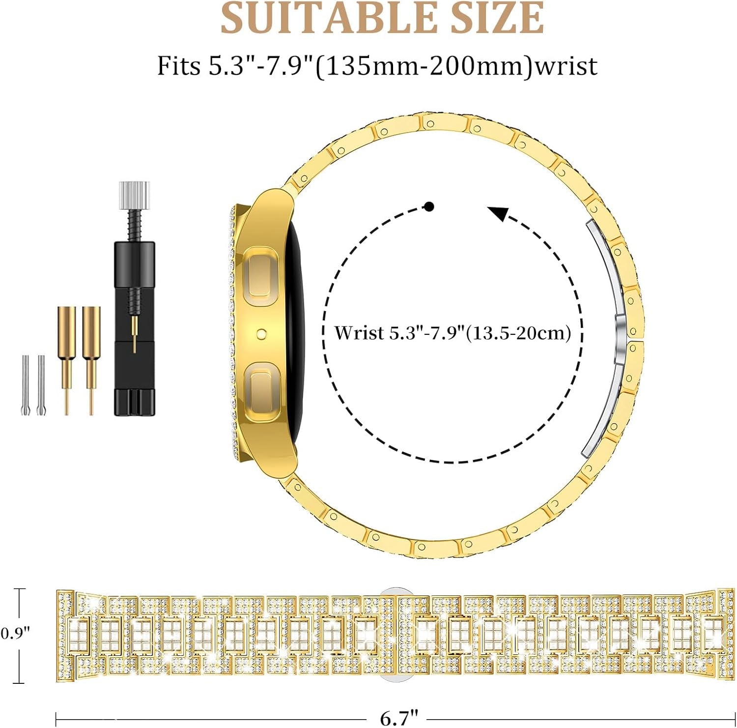 Compatible for Apple Watch Band with Screen Protector Case, Jewelry Replacement Band 45Mm 44Mm 42Mm 41Mm 40 Mm 38Mm 2 Pack Bling Protective Cover for Iwatch Series 9/8/7/6/5/4/3/2/1/SE Women