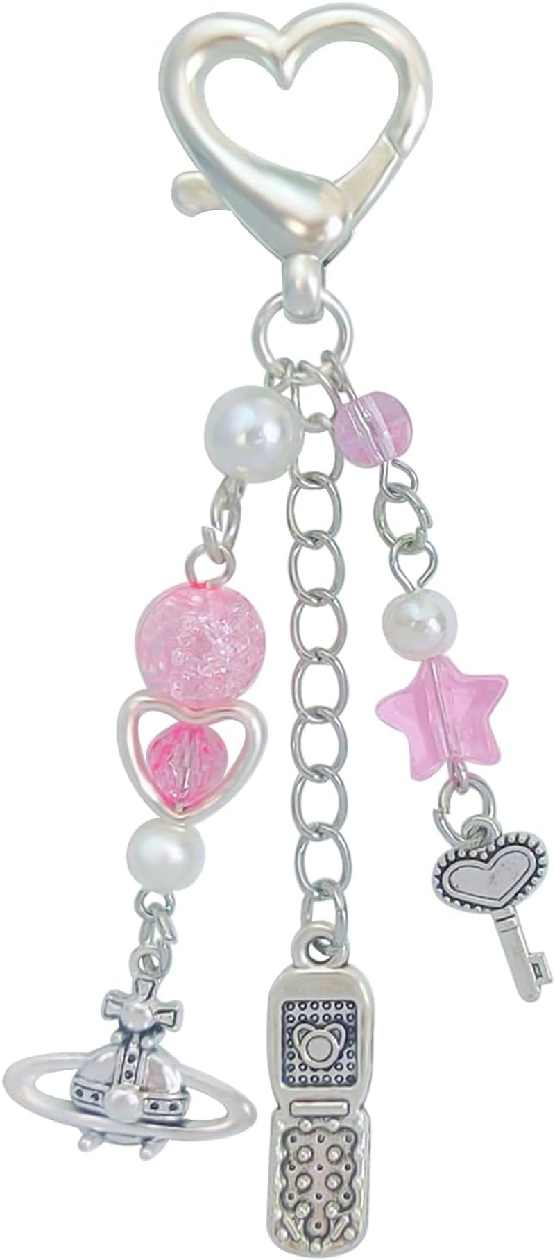 Cute Keychain Aesthetic Y2K Keychain Accessories Heart Butterfly Strawberry Bear Key Chain for Keys Bags Women Gifts