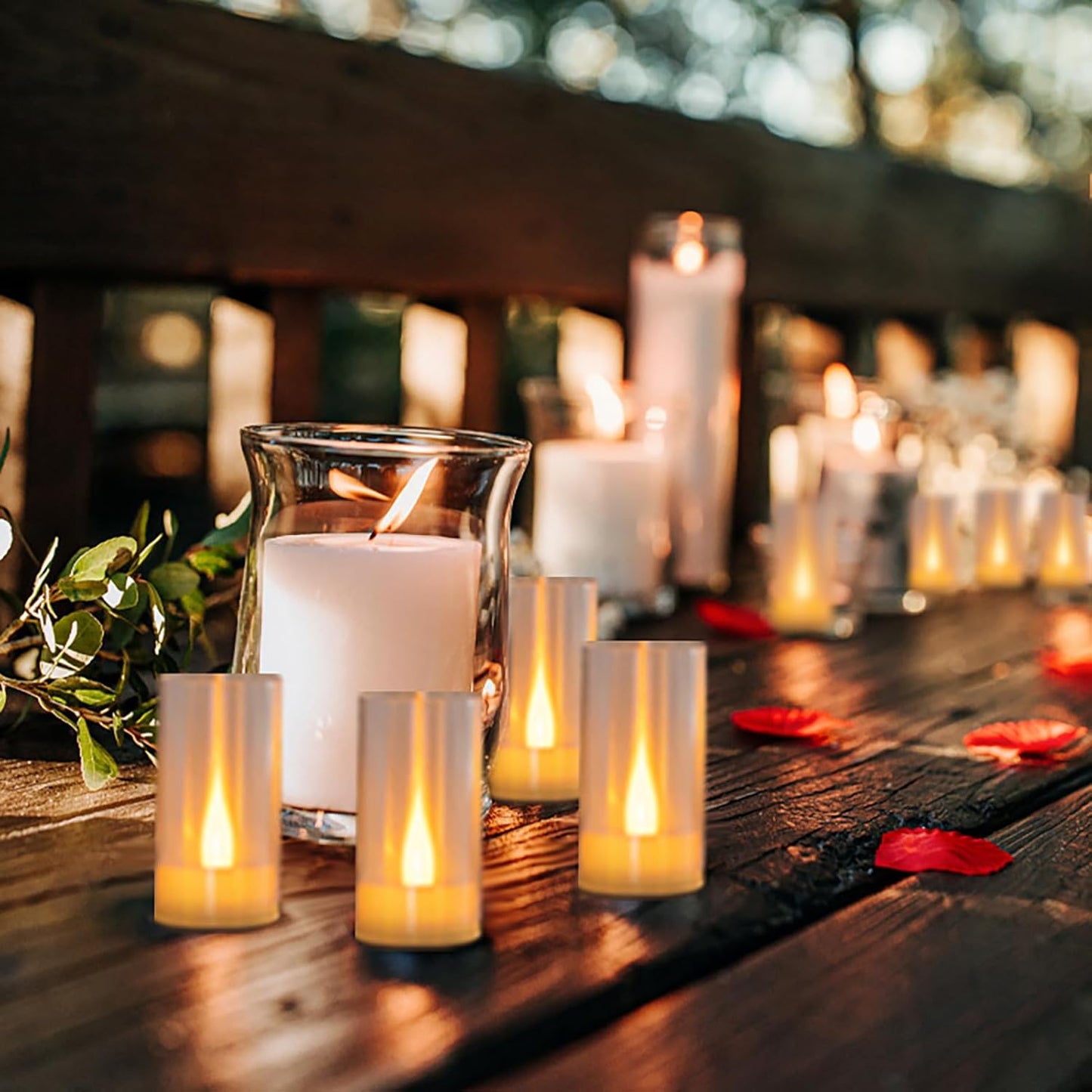 Flameless Candles, Battery Operated LED Pillar Candles, D1.5 X H3 Inch, Flickering Warm Yellow Long Flame-Effect Light, Romantic Electronic Fake Votive Candles, Set of 12 (Yellow)