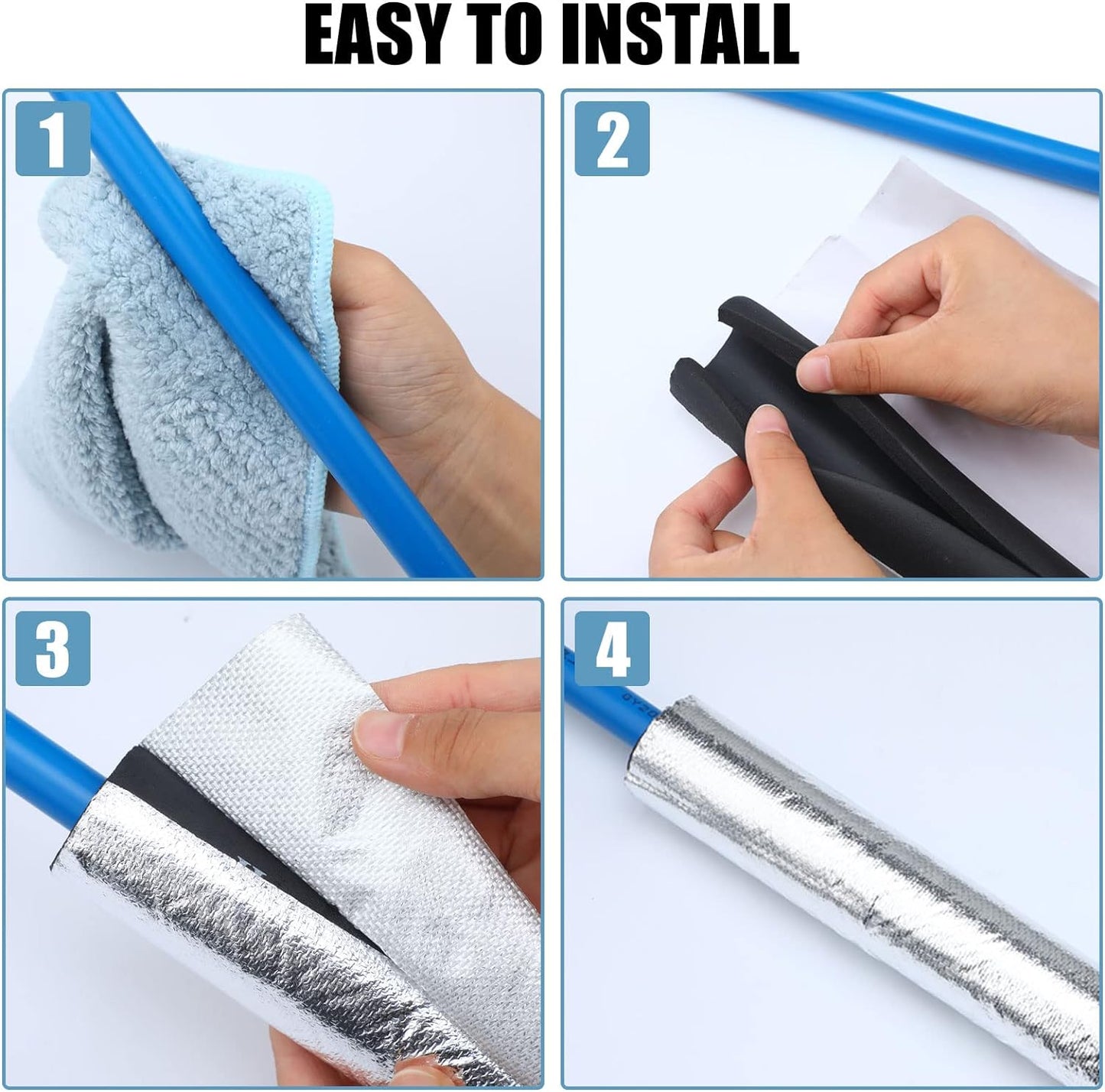 Pipe Insulation Foam Tube 6 Pcs Self Adhesive Insulation Foam Wrap for Copper Pipe Pre Slit Clamp Highly Insulated Foam for Outdoor Winter Irrigation, Sprinkler(1.3 Ft X 0.6 Inch)