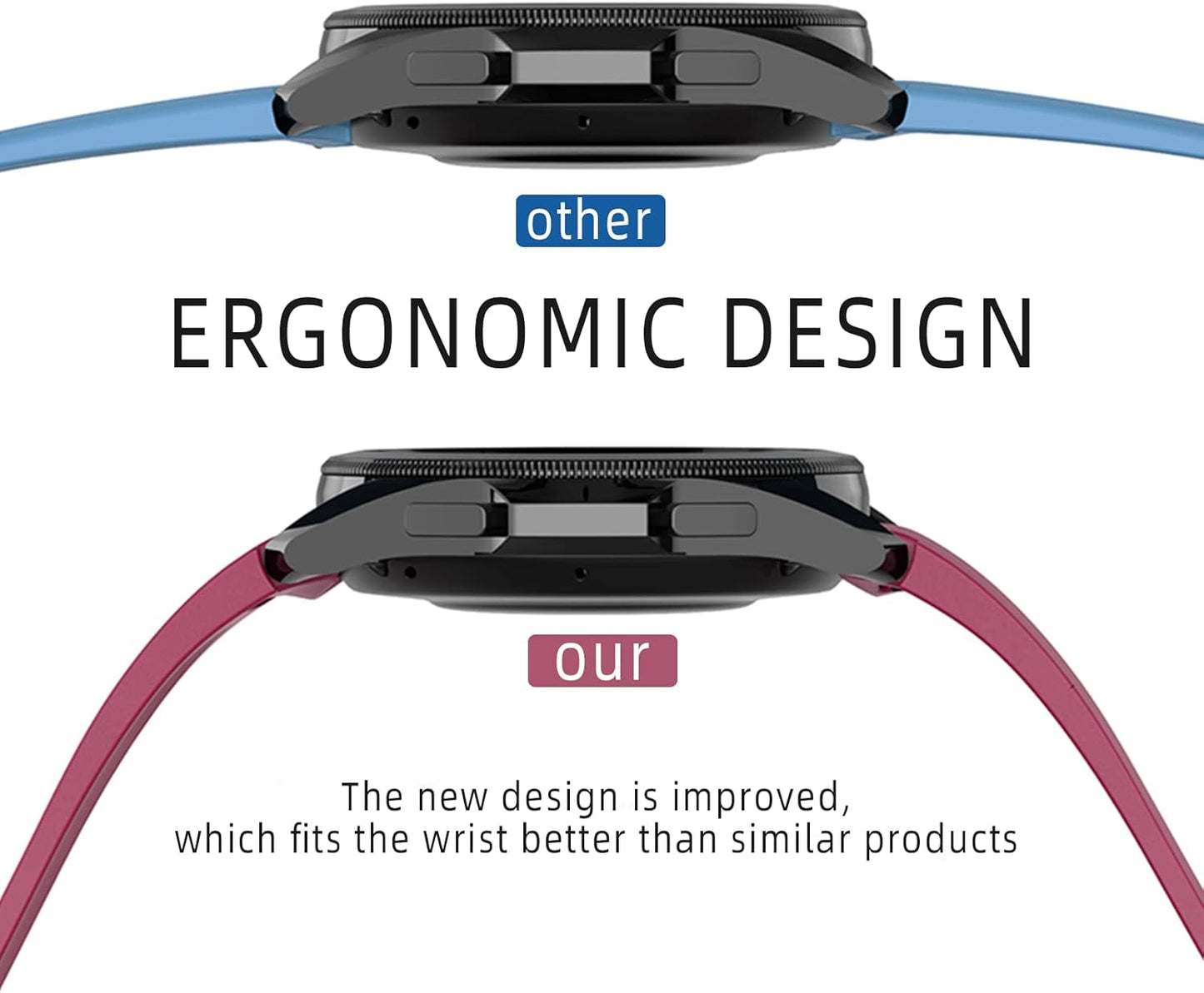 Band Compatible for Galaxy Watch 5 Pro Bands 45Mm/Galaxy Watch 6 Classic 47Mm Band, No Gap Silicone Sport Band for Samsung Galaxy Watch 7 6 5 4 Bands 44Mm 40Mm for Men Women