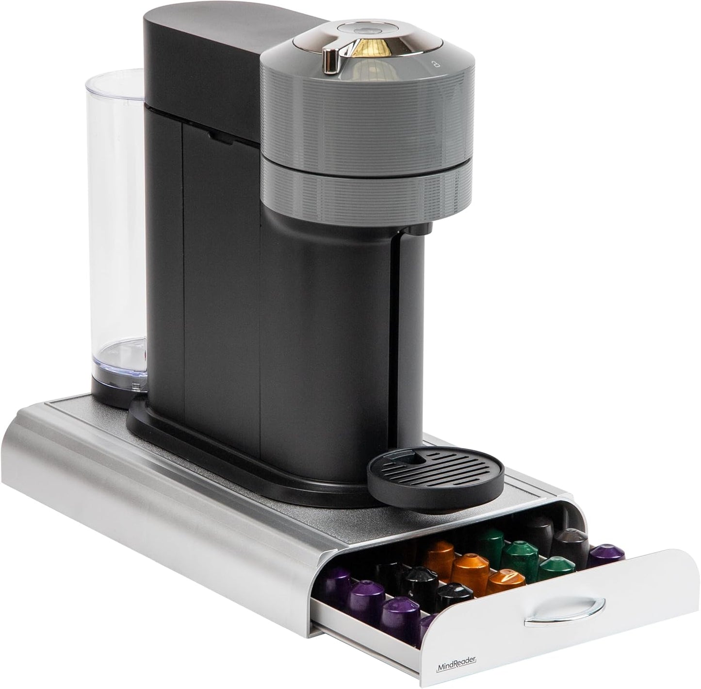 Nespresso Compatible Capsule Drawer, Countertop Organizer, Coffee Pod Holder, Storage, 9.25"L X 15"W X 2"H, Gray