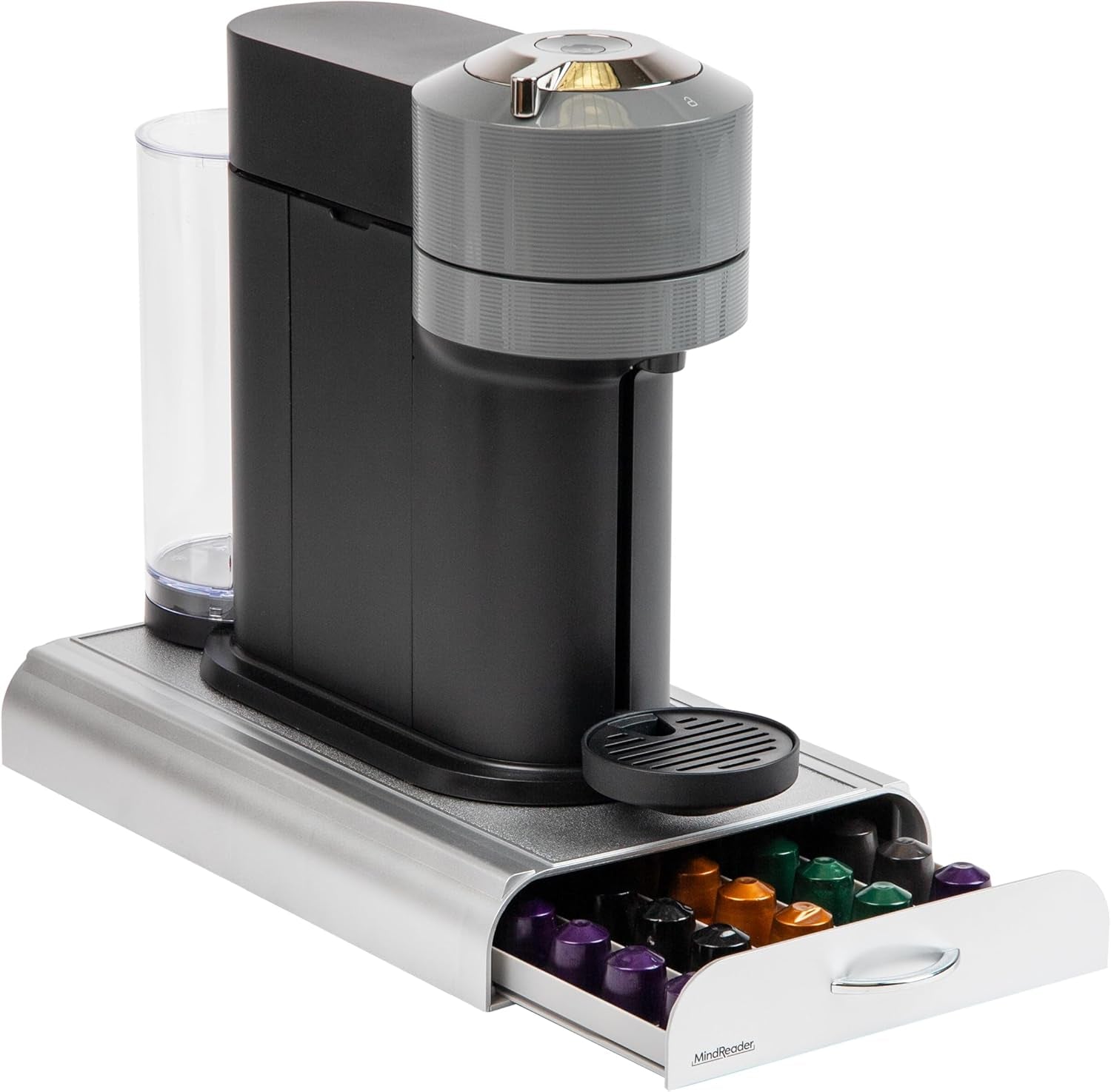 Nespresso Compatible Capsule Drawer, Countertop Organizer, Coffee Pod Holder, Storage, 9.25"L X 15"W X 2"H, Gray