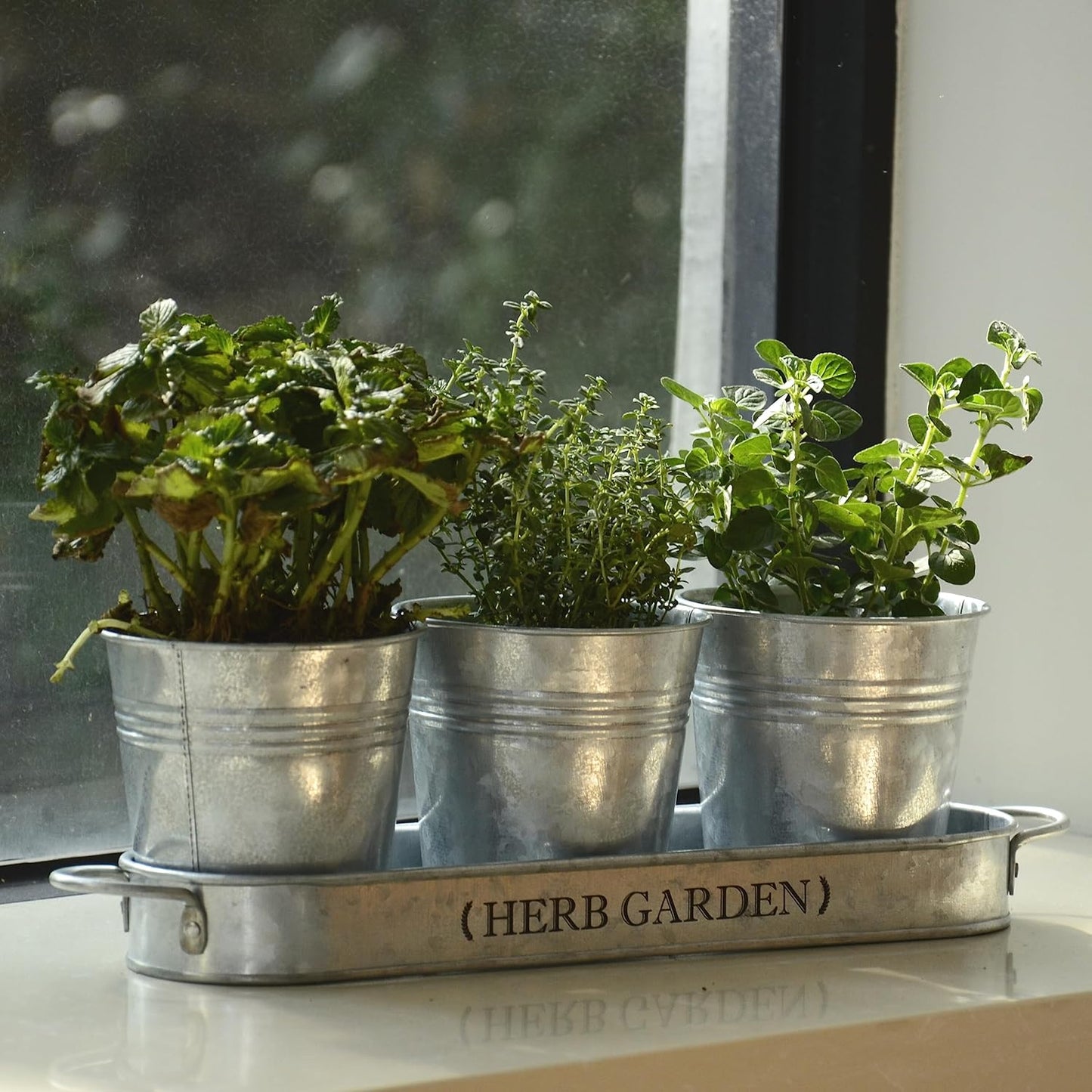 Indoor Herb Garden, Herb Garden Planter for Indoor/Outdoor, Farmhouse Plant Pots, Windowsill Herb Garden with Tray(Planter Only) Window Pots