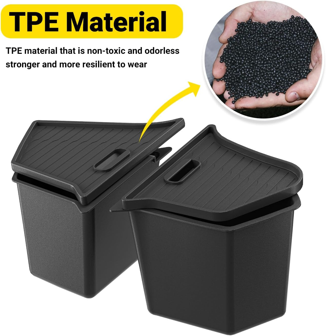 Model Y 5 Seater Rear Trunk Storage Bins with Lids 2 PCS Model Y Rear Trunk Storage Box TPE Waterproof Trunk Organizer Interior Accessories for Tesla Model Y 5 Seater 2020-2024-(Non 7 Seater)