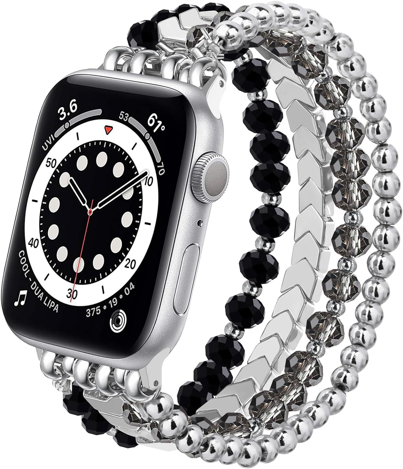Beaded Bracelet Compatible with Apple Watch Band 38Mm/40Mm/41Mm Series 9/8/7/SE/6/5/4/3/2/1 Women Fashion Handmade Elastic Stretch Strap for Iwatch Bands Replacement