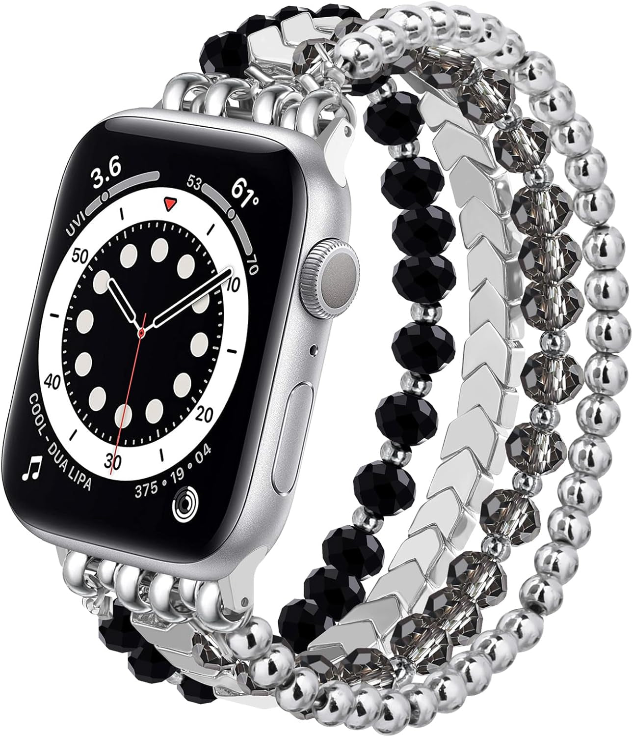 Beaded Bracelet Compatible with Apple Watch Band 38Mm/40Mm/41Mm/42Mm（Series 10） 9/8/7/SE/6/5/4/3/2/1 Women Fashion Handmade Elastic Stretch Strap for Iwatch Bands Replacement