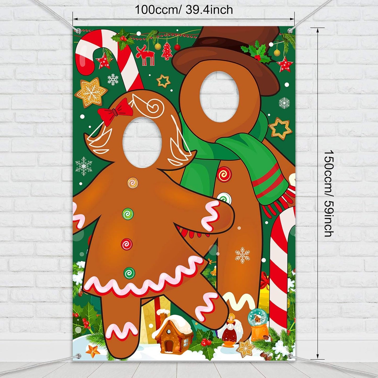 Gingerbread Backdrop Christmas Gingerbread House Backdrop Photo Booth Gingerbread Party Decors Fabric Large Photo Stand in Background for Holiday Xmas
