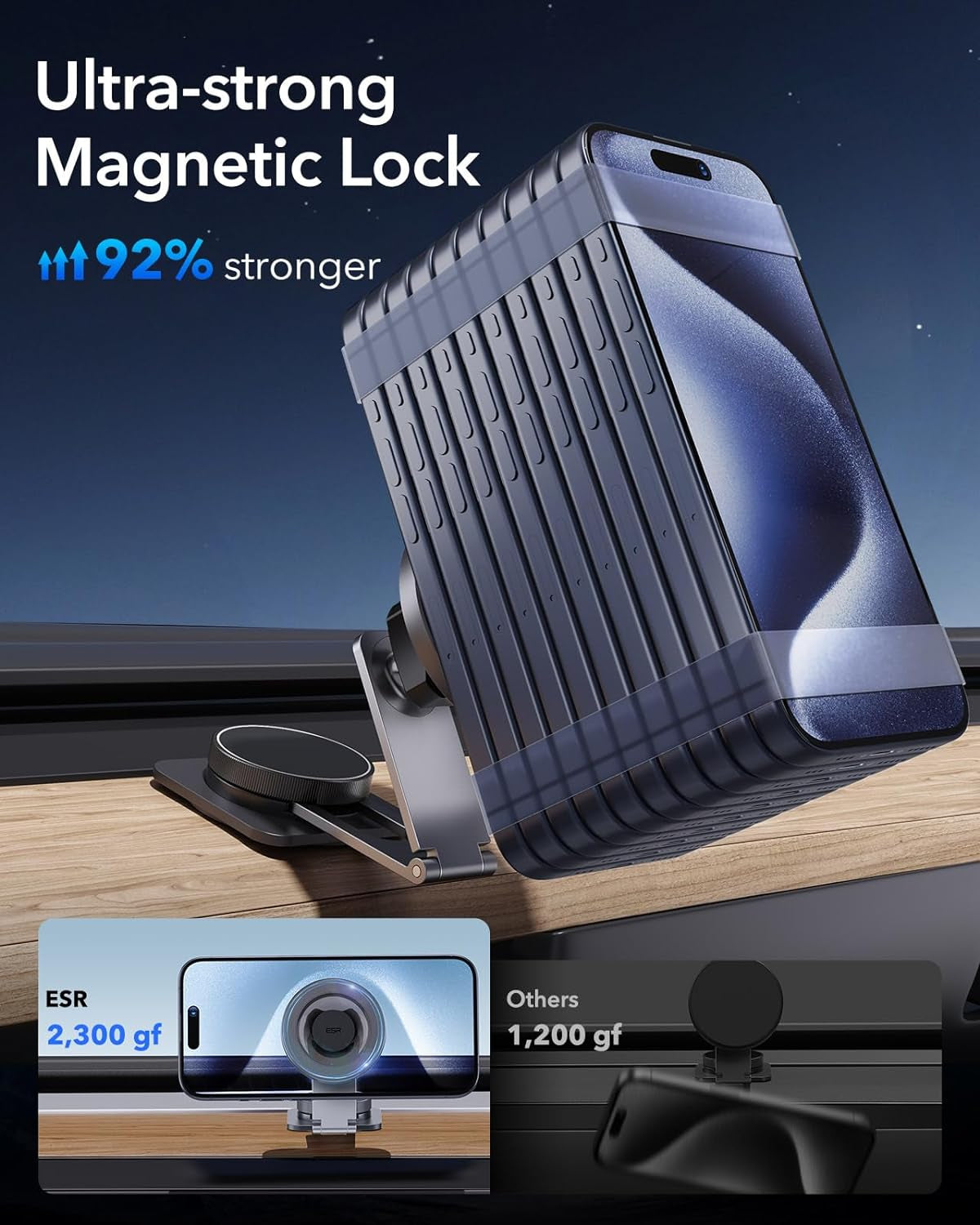 for Magsafe Car Mount, Foldable Dashboard/Tesla Magnetic Car Mount,Tesla Touchscreen Car Phone Holder Mount, Magnetic Phone Holder for Car, for Iphone 16/15/14/13/12, Charging Not Supported, Grey