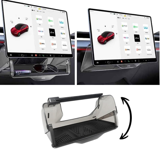 Hidden under Screen Storage for Tesla Model Y and 3 2016-2024 – Consoles and Organizers Accessories for Center Console Organizer Hidden Shelf Phone Magnetic Caddy Holder