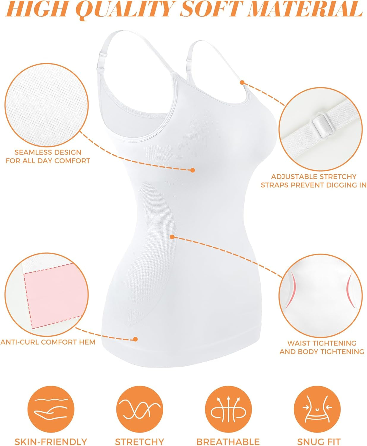 Women'S Shapewear Tummy Control Scoop Neck Camisole Tops for Women Seamless Compression Tank Top Regular and plus Size