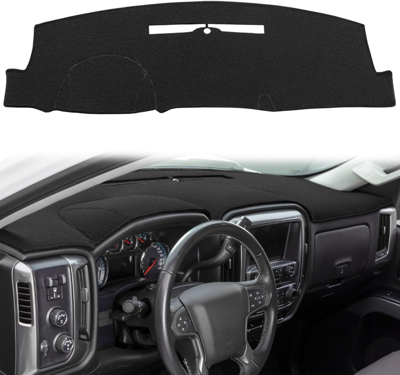Dash Cover Custom Fit for Chevy Chevrolet Silverado 1500 LT/WT 2007-2013 2500 HD / 3500 HD 2007-2013, GMC Sierra 2007-2013 .Dashboard Cover Mat Pad Carpet (08-13, Black) Y74