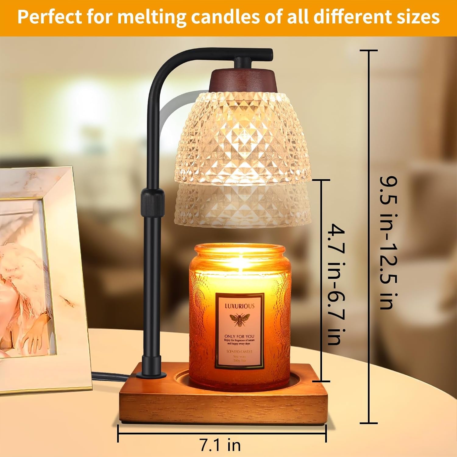 Dimmable Candle Warmer Lamp with Timer, Electric Wax Melt Warmer, Lamp Candle Warmer for Jar Scented Candles Mothers Day Birthday Gifts for Women Mom Grandma, Home Offices Decor Light(Diamond White)