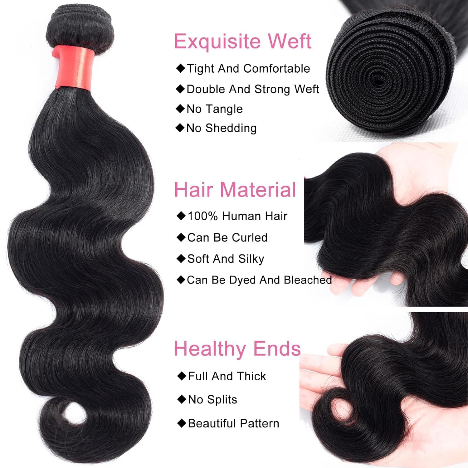 Brazilian Body Wave 4 Bundles Human Hair 18 20 22 24 Inch 12A 100% Unprocessed Virgin Human Hair Weave Bundles Deals Natural Black Color (4 Bundles Human Hair, 18 20 22 24)