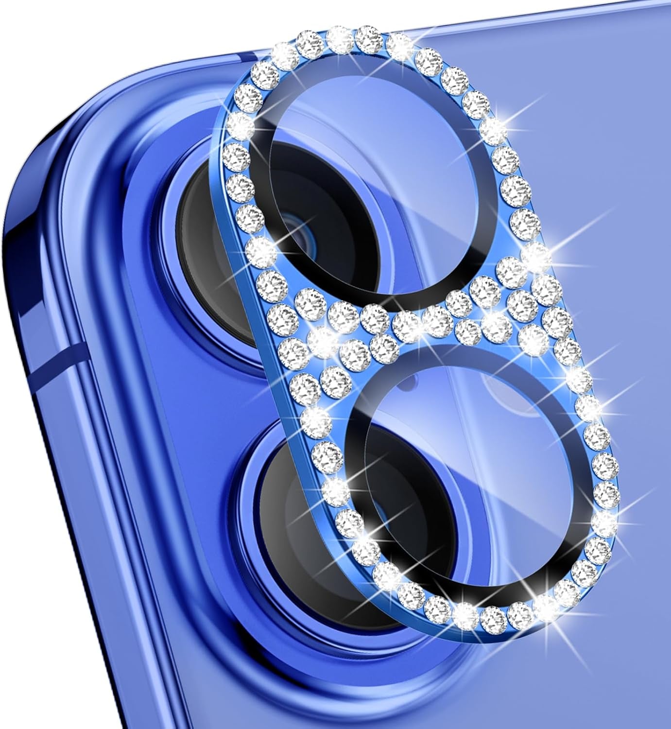 Compatible for Iphone 16 plus & 16 Camera Lens Protector, Bling Glitter Metal Cover Glass Lens Screen Protective Accessories for Iphone 16 Plus