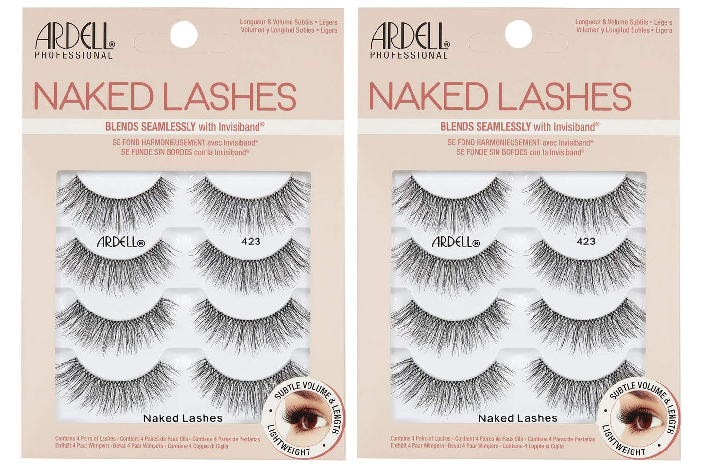 Naked Lashes 420 Multipack, Lightweight Natural Look, Invisiband for Comfort, Perfect for Everyday Wear, 4-Pairs, 1-Pack