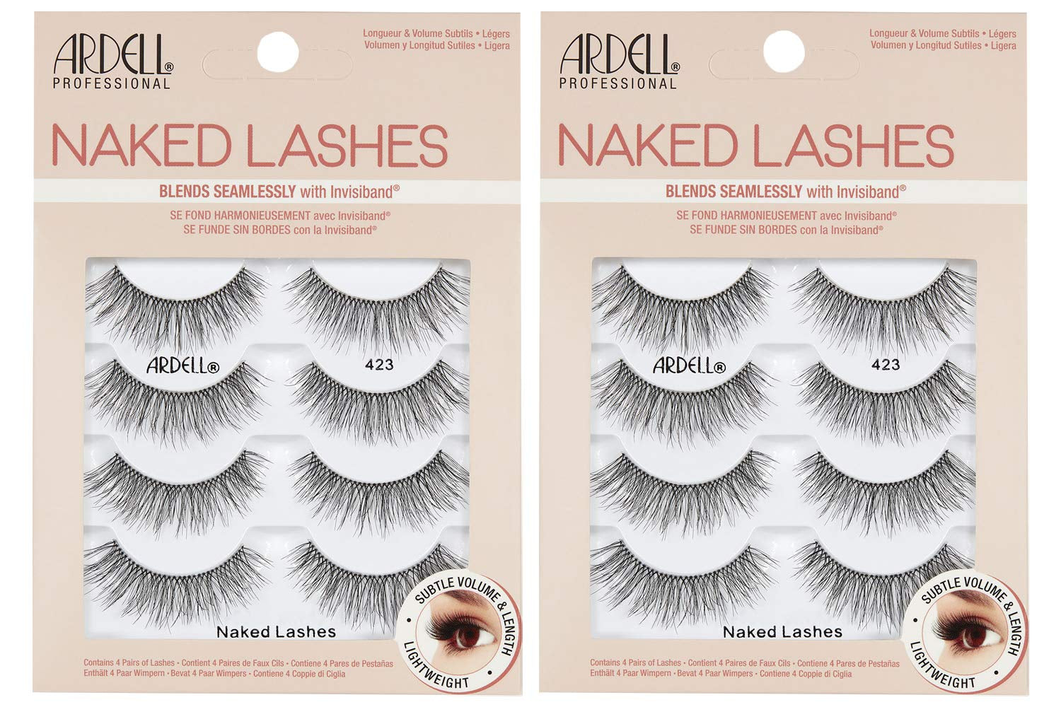Naked Lashes 420 Multipack, Lightweight Natural Look, Invisiband for Comfort, Perfect for Everyday Wear, 4-Pairs, 1-Pack