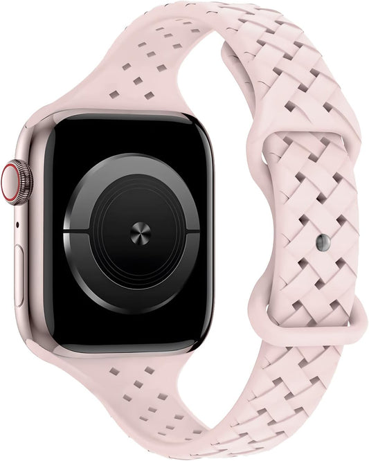 Slim Silicone Braided Bands Compatible for Apple Watch 42Mm 41Mm 40Mm 38Mm, Thin Breathable Sport Adjustable Strap for Iwatch Series SE 10 9 8 7 6 5 4 3 2 1 Women