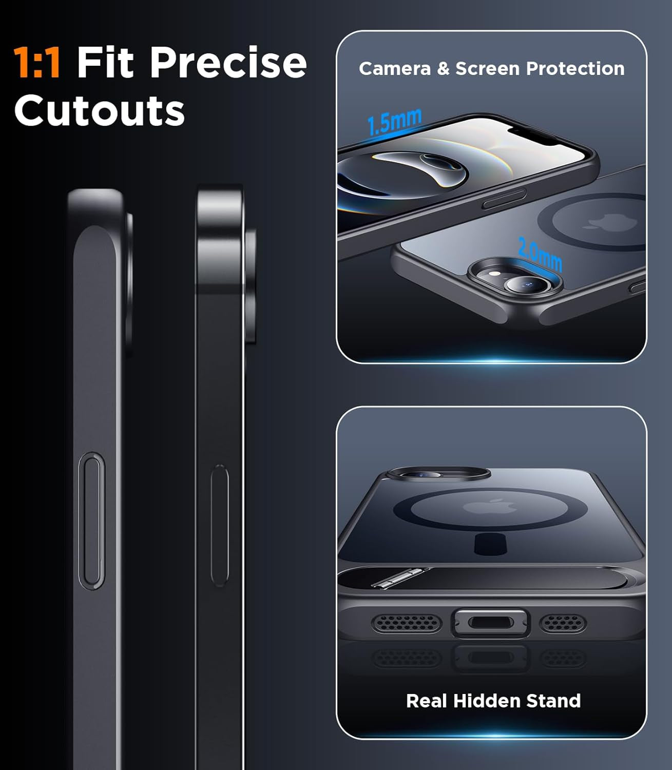 Magnetic Compatible with Iphone 16E Case, [Built-In Invisible Kickstand][Compatible with Magsafe][Military Grade Shockproof] Slim Translucent Matte Case for Iphone 16E 6.1" 2025