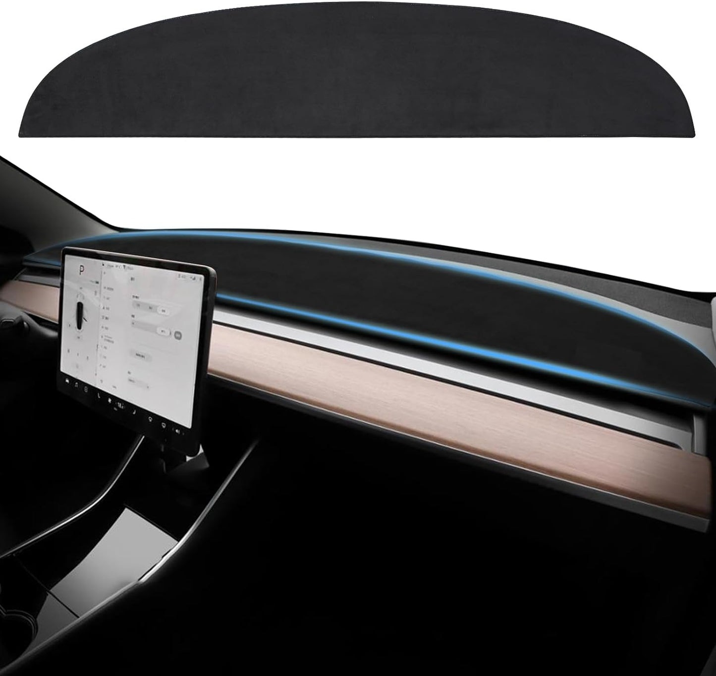 Dash Cover for Tesla Model Y Model 3 Accessories Dashboard Cover Dash Mat Plastic Interior Complements Protection for Tesla Model Y 2024 2023-2020 and Model 3 2023-2017 (Black-My&M3)