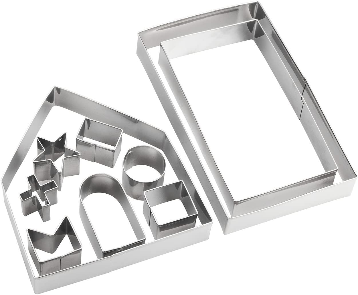 Gingerbread House Cookie Cutter Set - 3D House Cookie Cutters, Gingerbread House Kit for Holiday, Winter, Christmas & Gingerbread House Kit for Kids, Gift Package (10Pcs Christmas Cookie Cutters)