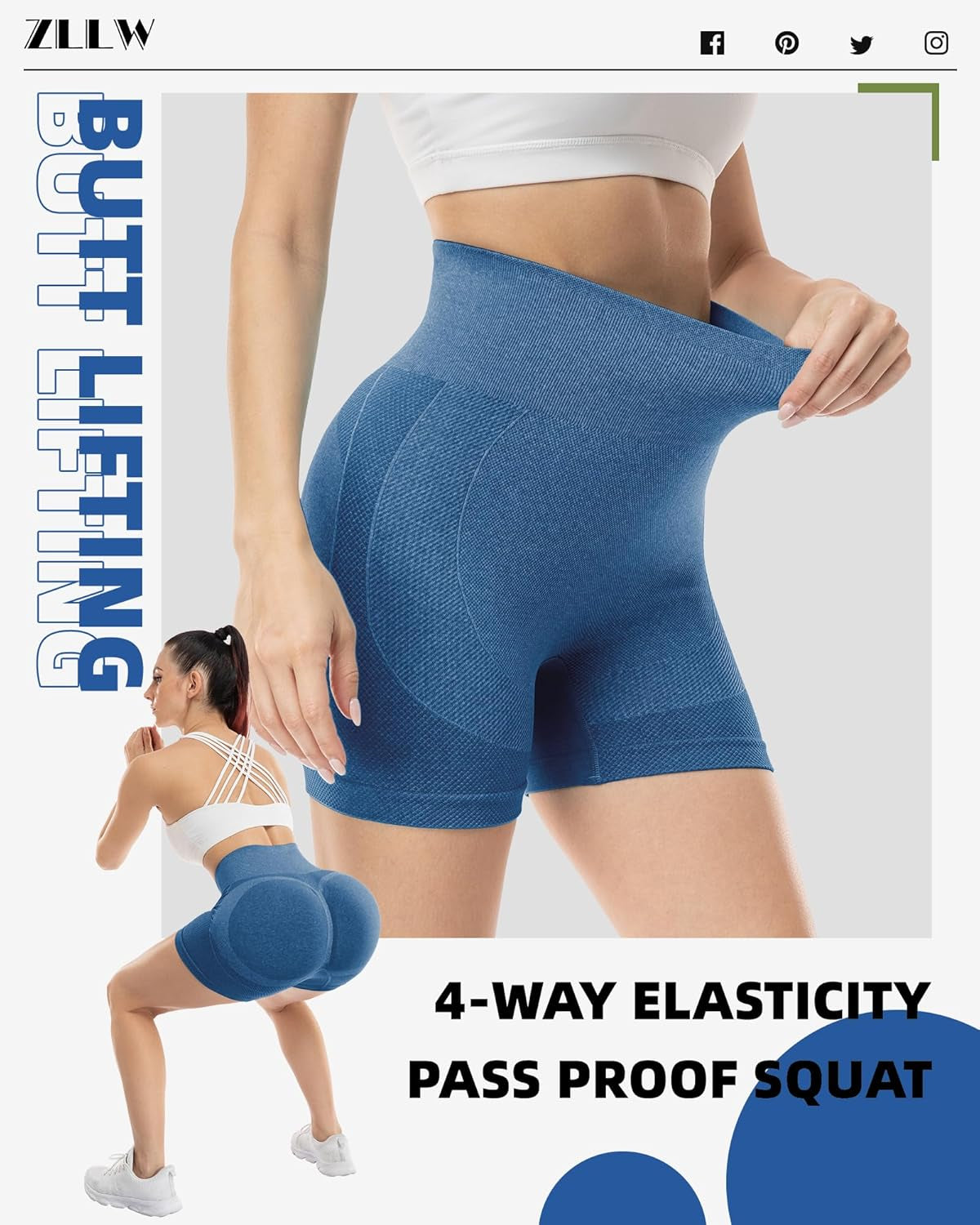 Scrunch Butt Lifting Workout Shorts for Women, Seamless High Waisted Contour Gym Yoga Biker Shorts