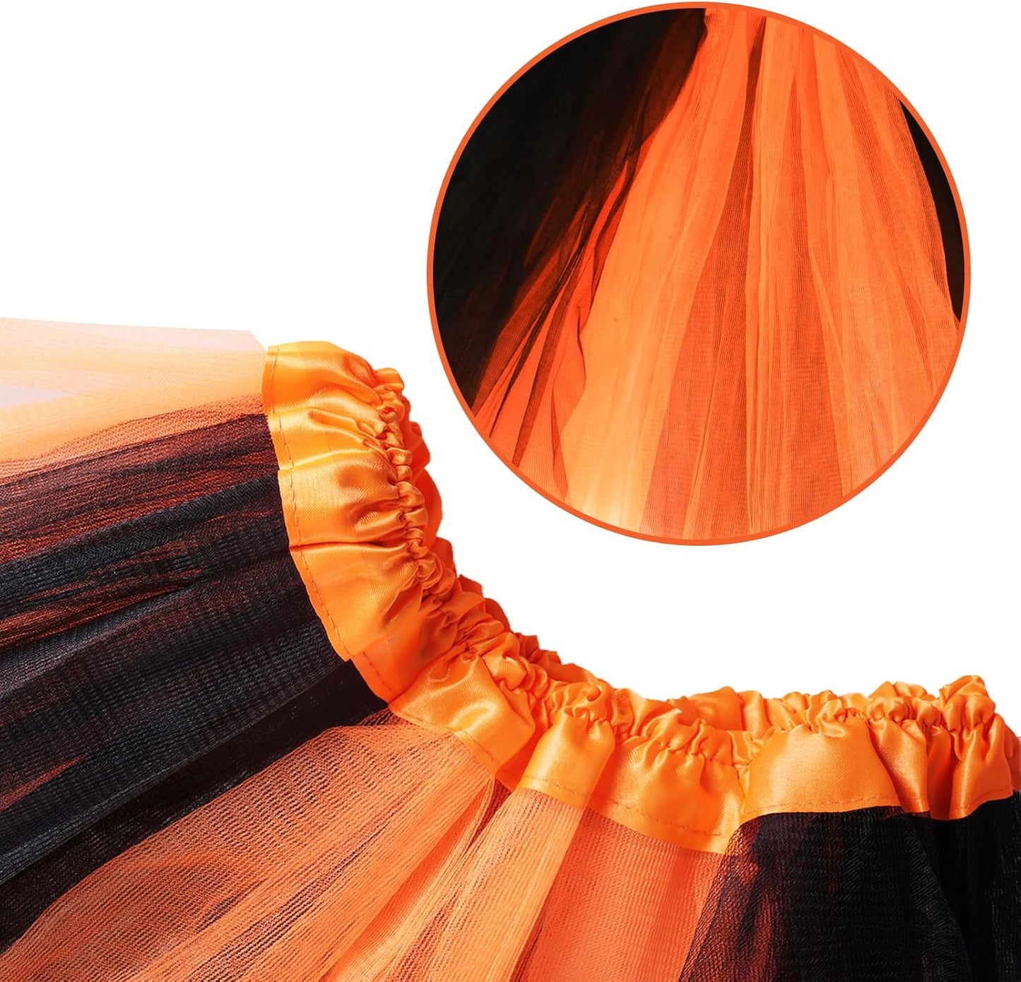 1 PCS Tutu Skirt Princess Skirt Tulle Skirt Layered Tutu Skirt for Halloween Christmas Party Costume Birthday Running Accessories Black Orange