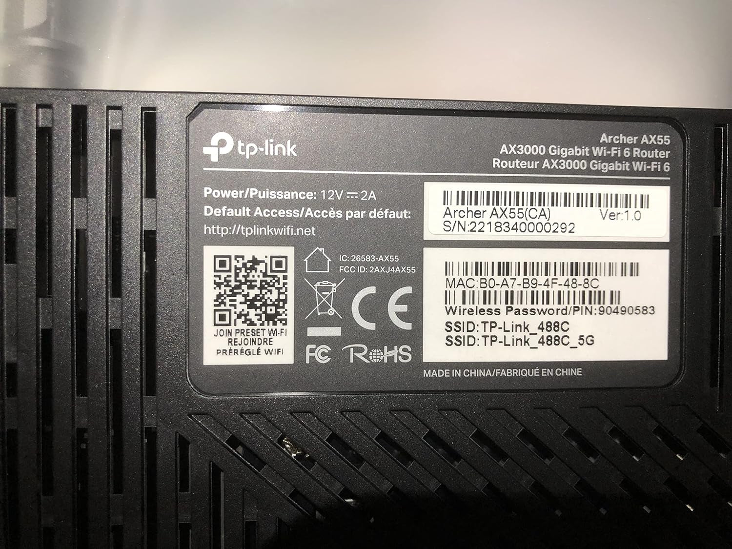 AX3000 Wifi 6 Router – 802.11Ax Wireless Router, Gigabit, Dual Band Internet Router, VPN Router, Onemesh Compatible (Archer AX55)