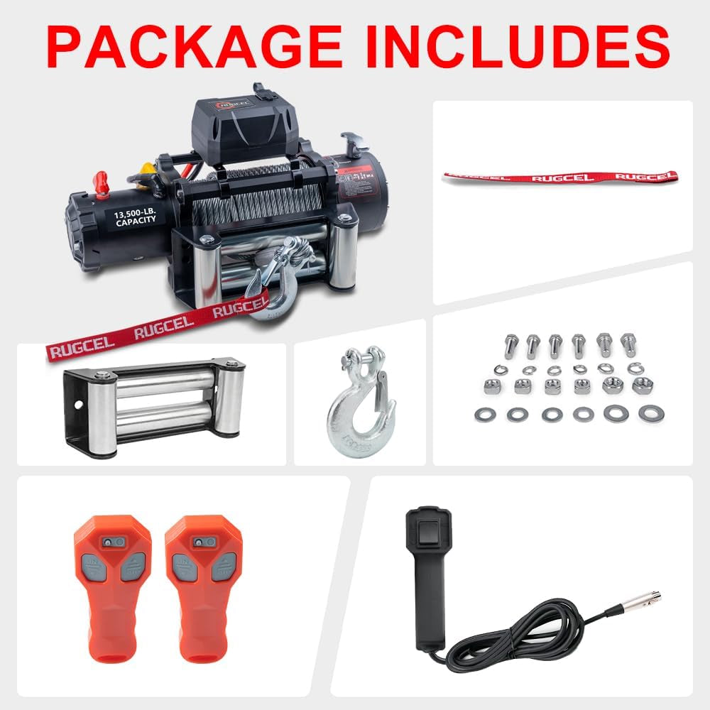 13500Lb Waterproof Electric Truck Winch 12V Steel Rope Jeep Winch with Roller Fairlead, Wired Handle and 2 Infrared Remote,For UTV ATV & Jeep Truck and Wrangler in Car Lift TRUCK DRIVER
