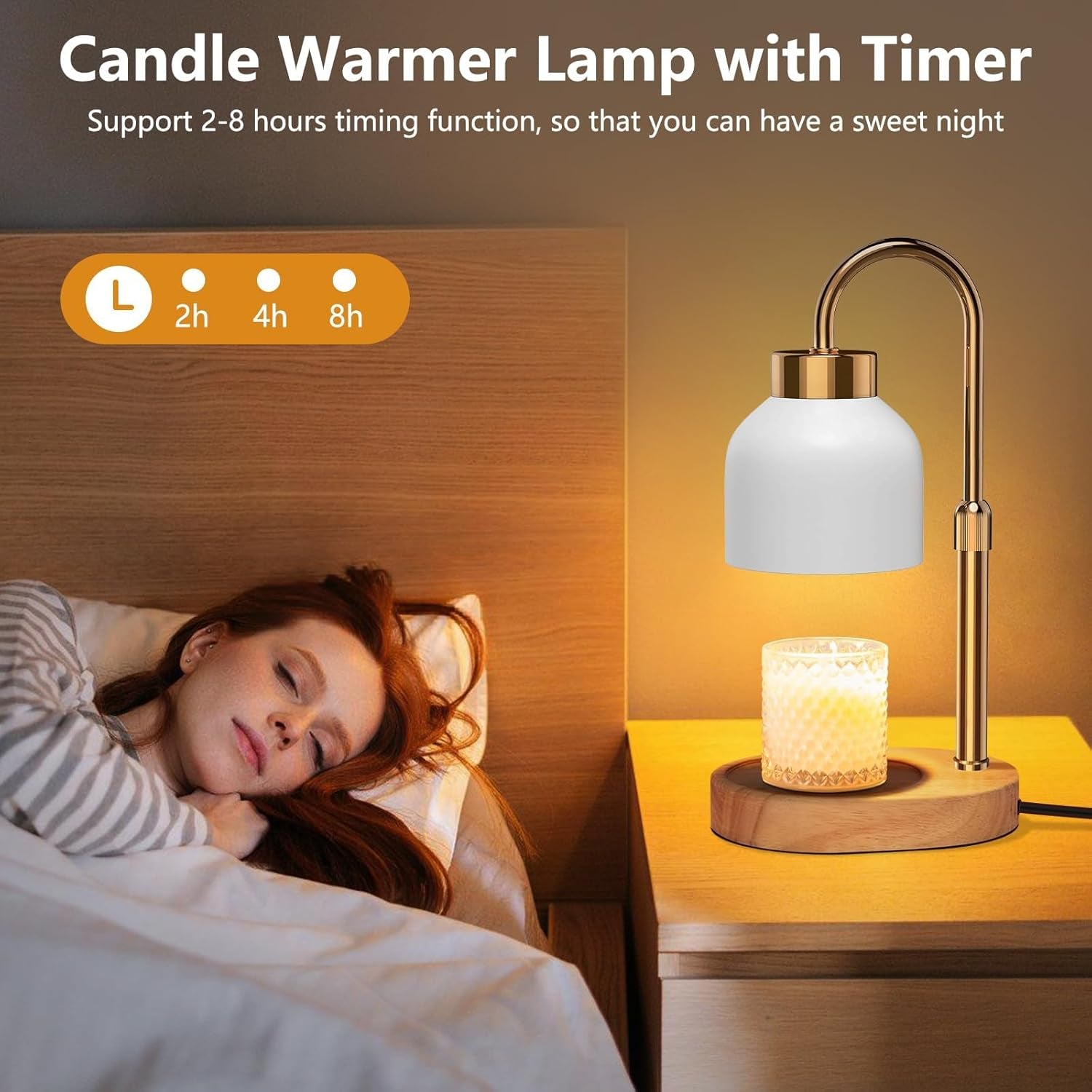 Candle Warmer Lamp, with Timer Dimmer and 2 Bulbs, Height and Brightness Adjustable, Modern Electric Wax Warmer for Women Mom, Best Birthday and House Warming Gift for New Home Decor